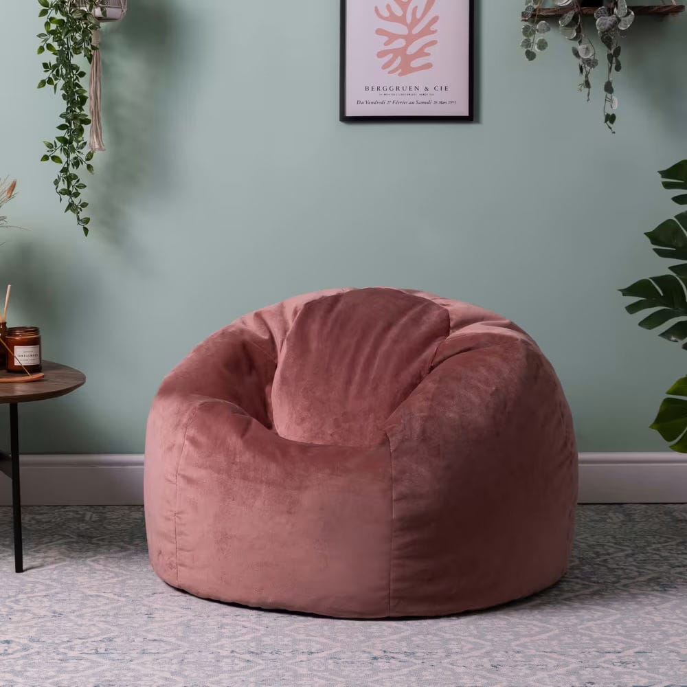 pouf pour coin lecture en velours rose