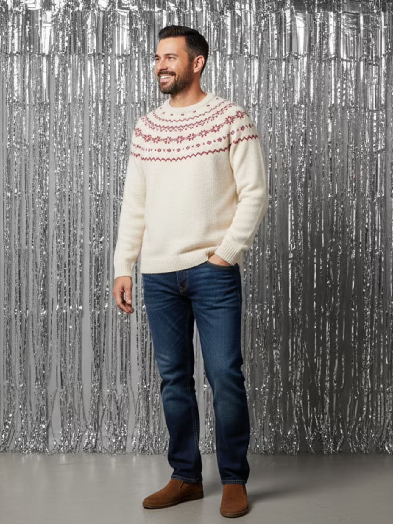 Pull jacquard homme capsule famille Noël 