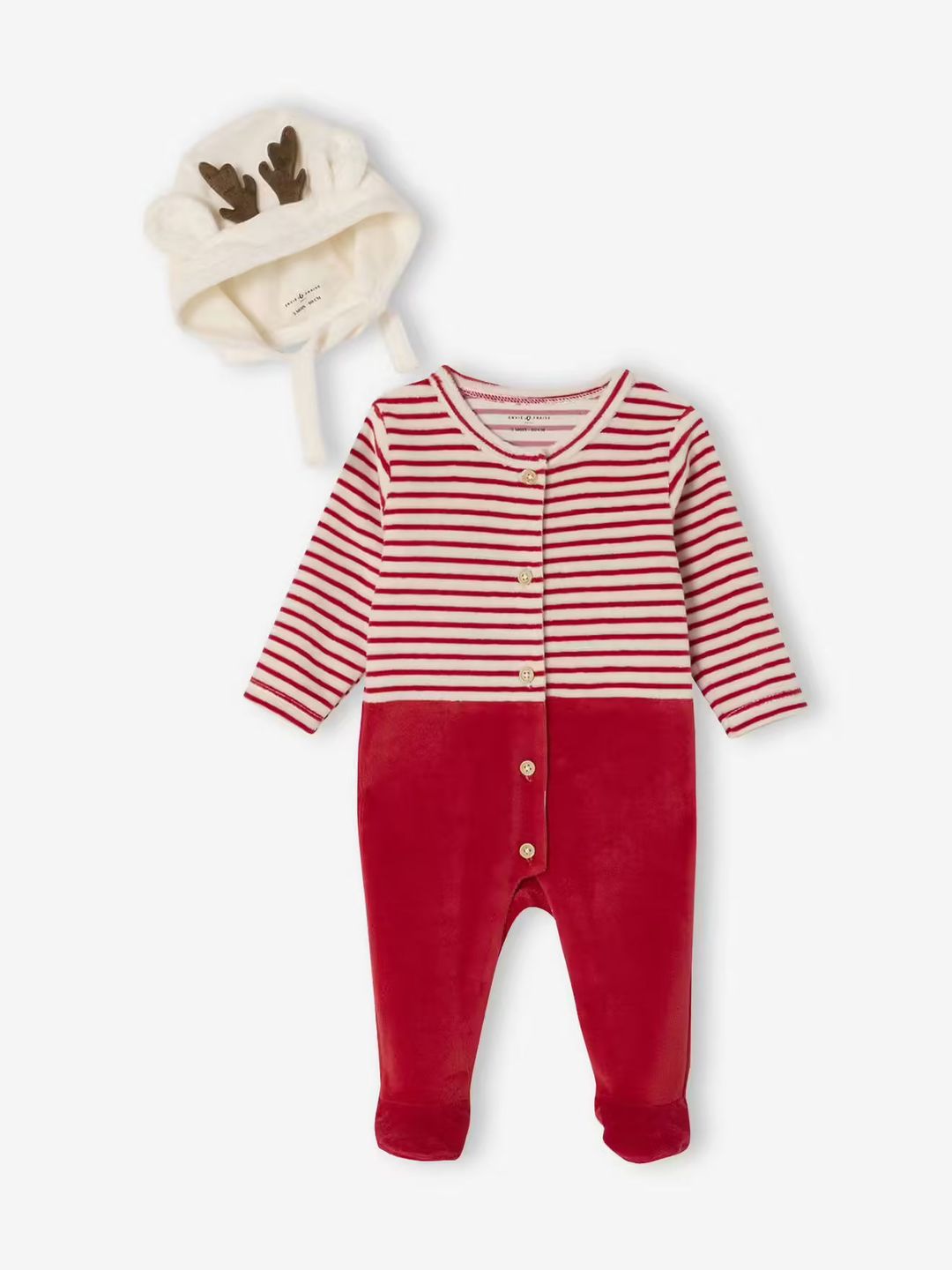 pyjama noël et bonnet bébé en velours