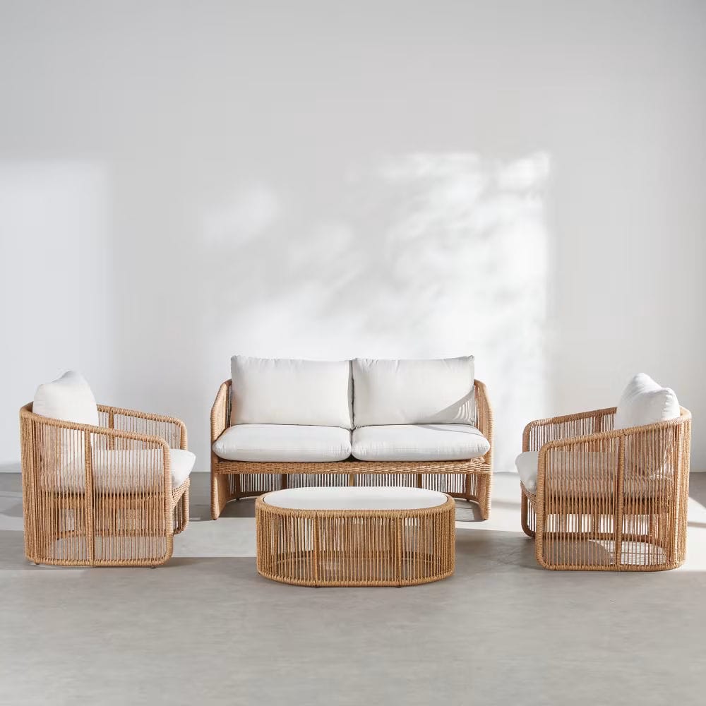 salon de jardin 4 places écru