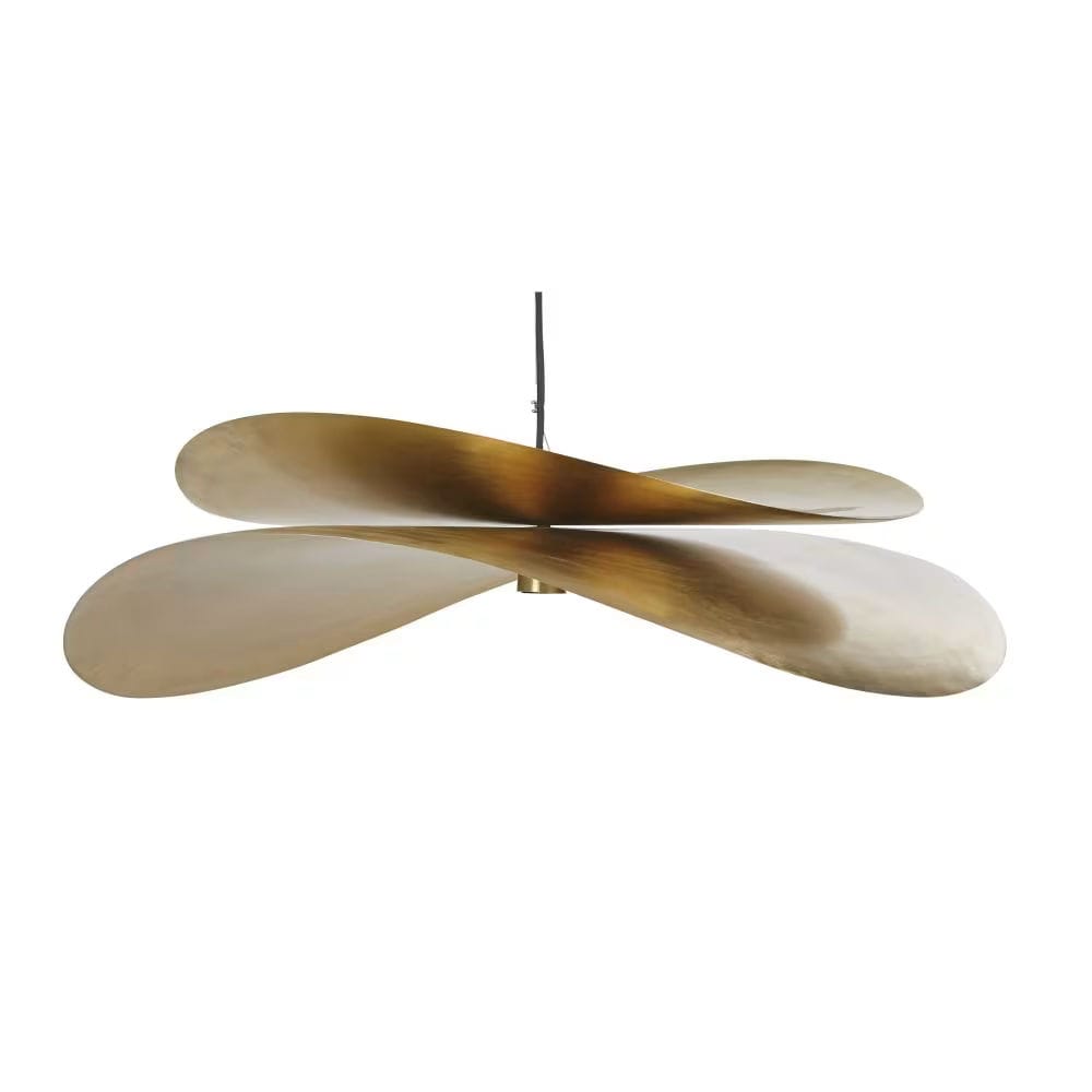 Suspension luminaire  aérienne en feuilles de métal doré