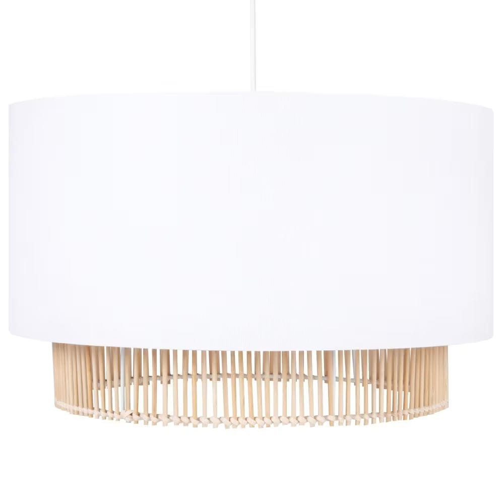 suspension blanche et rotin