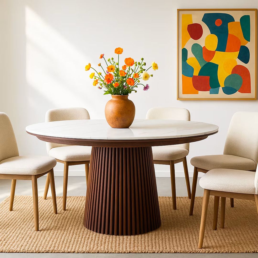 table ronde extensible pié