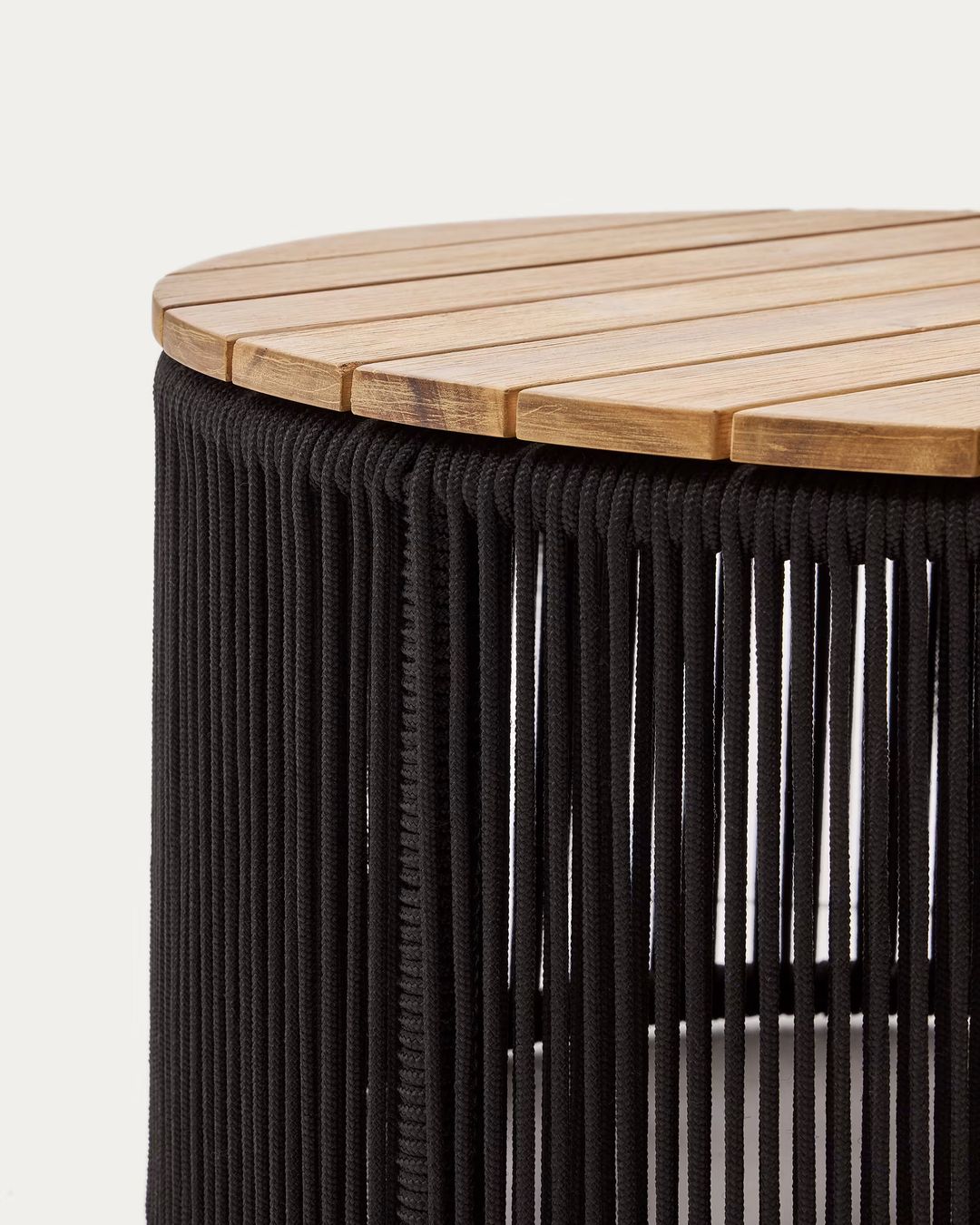 table basse bois acacia et corde noire