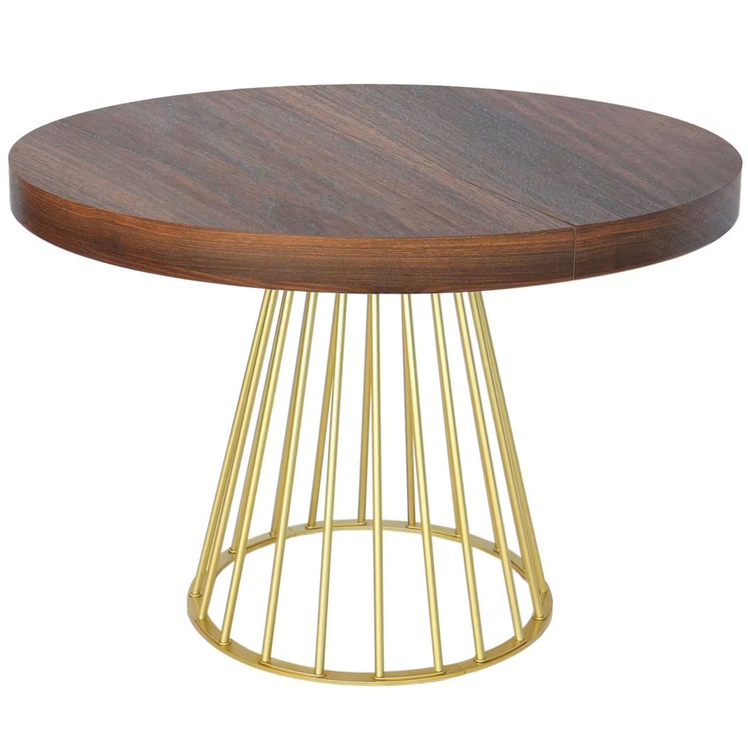 table ronde extensible pieds or