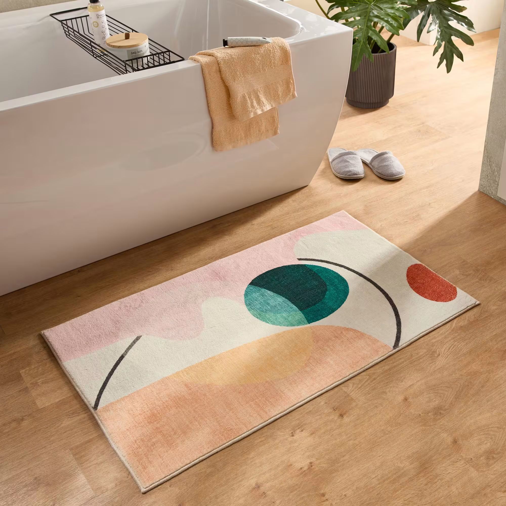Tapis de bain moelleux multicolore 60x100 cm