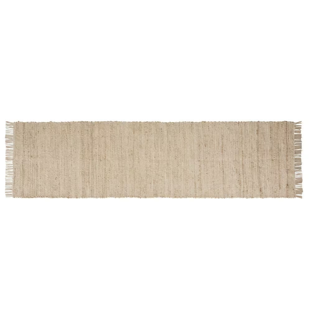  Tapis de couloir en jute et coton recyclé à franges