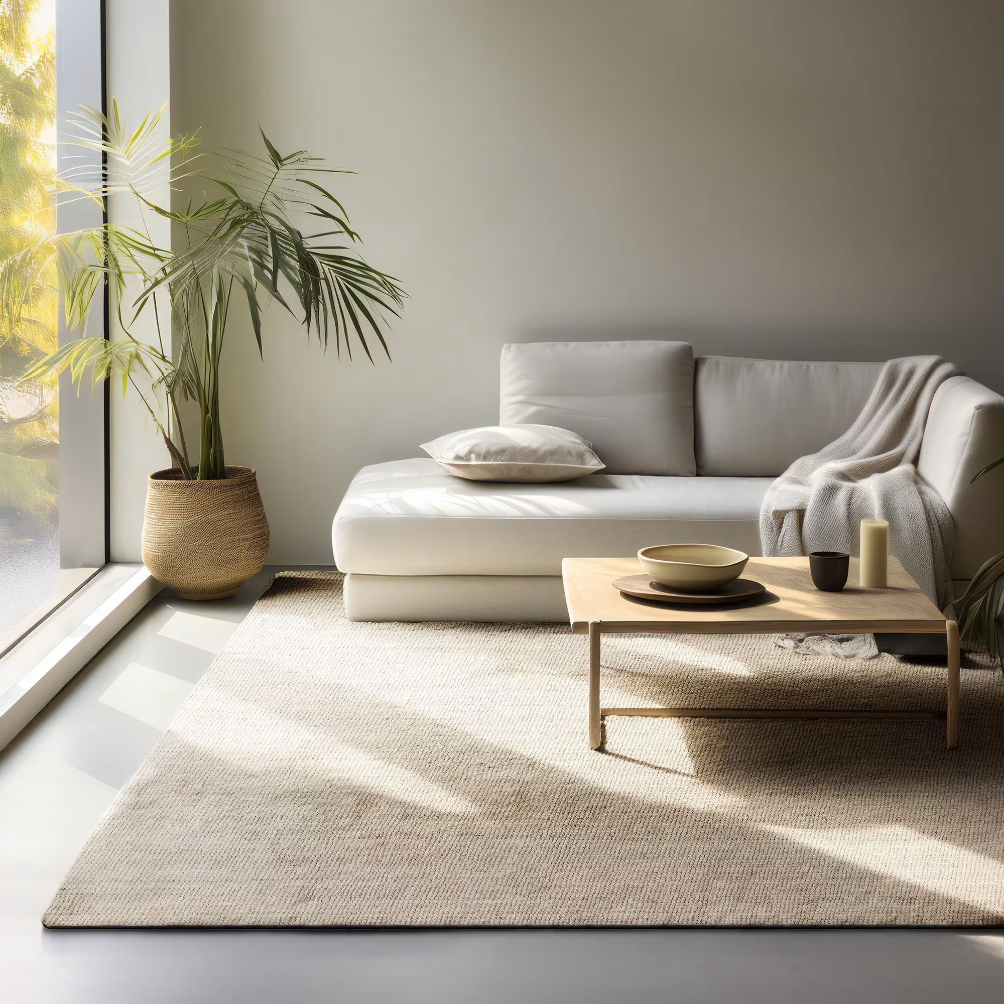 Tapis en Jute bouclé blanc Ivoire
