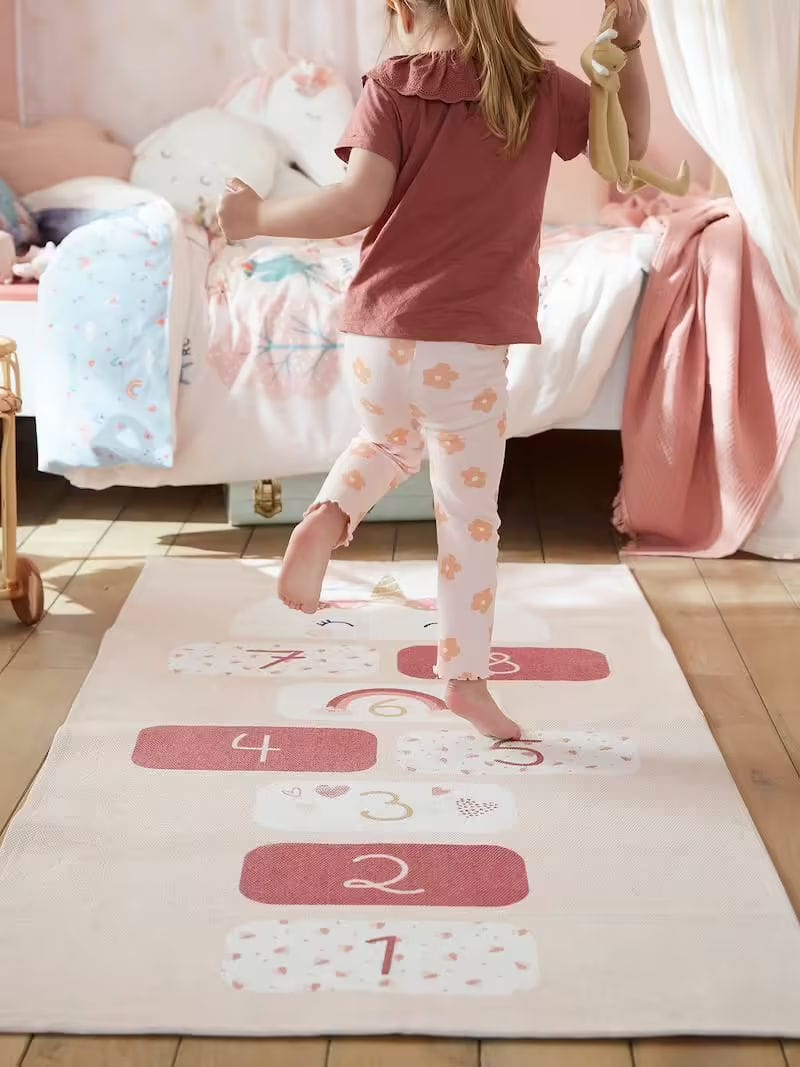 tapis fille marelle licorne