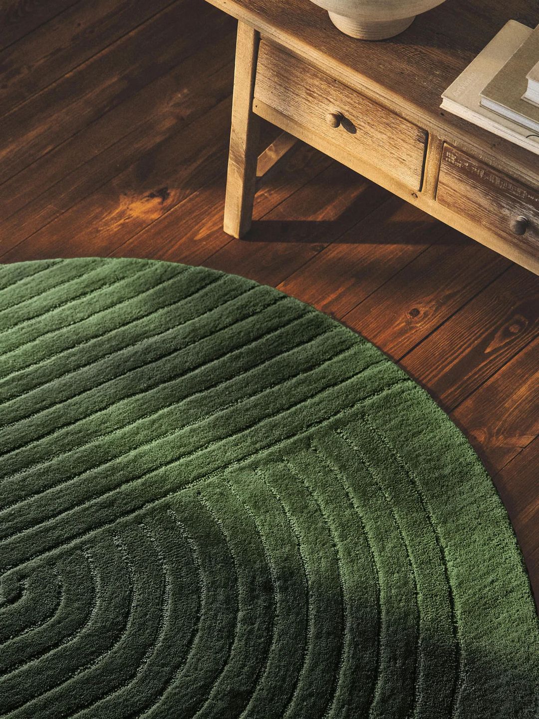 tapis rond vert