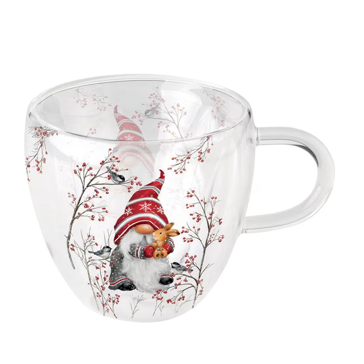 tasse à thé en verre double paroi lutin de Noël