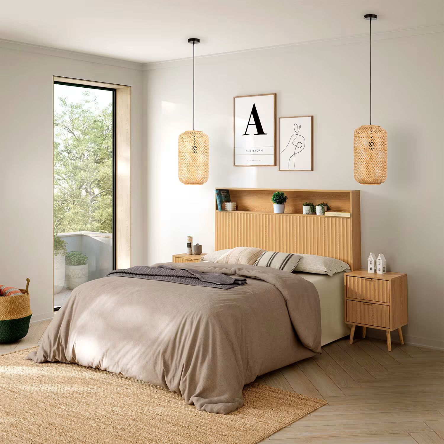 Tête de lit 145 cm effet Chêne