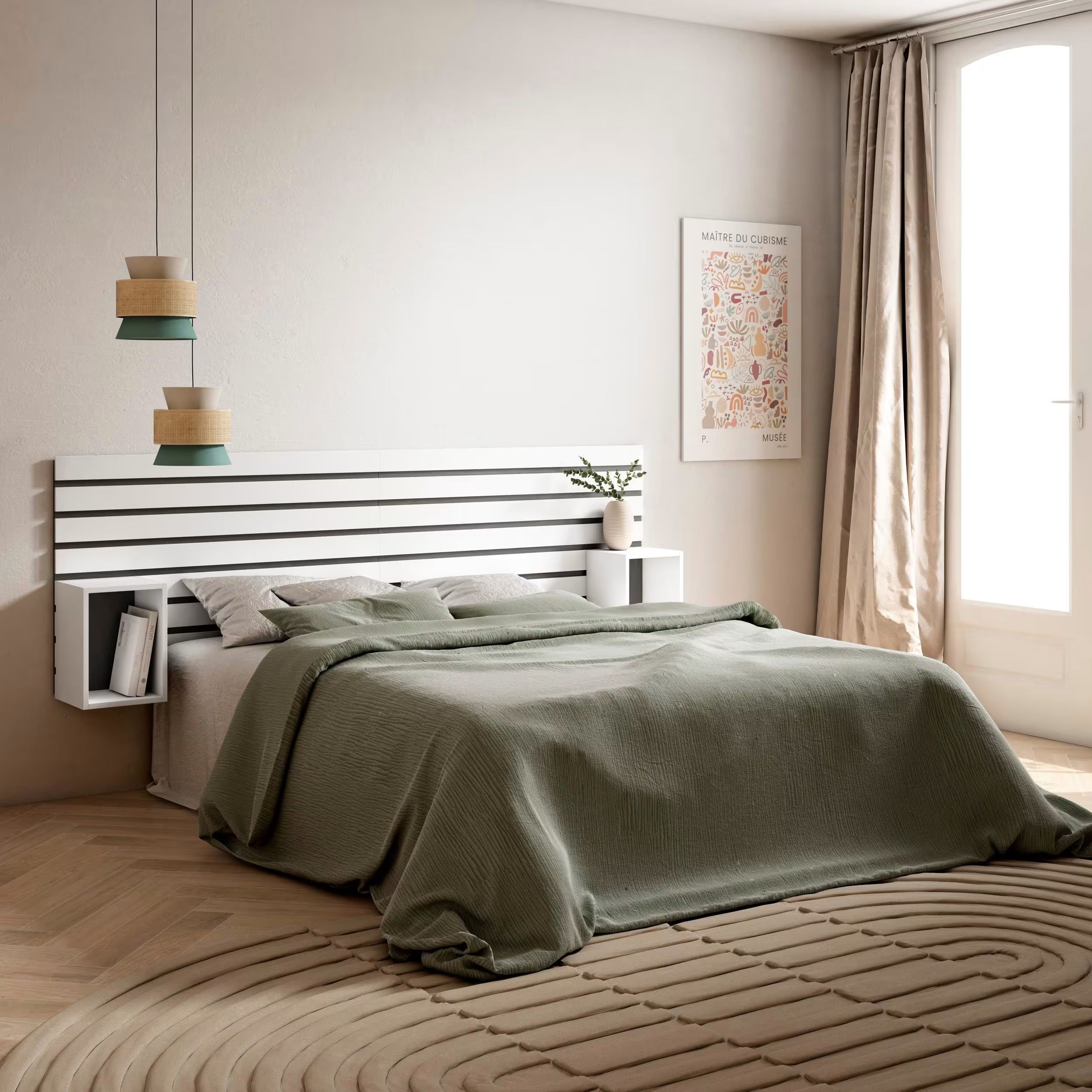 Tête de lit effet bois blanc 214x3x70cm