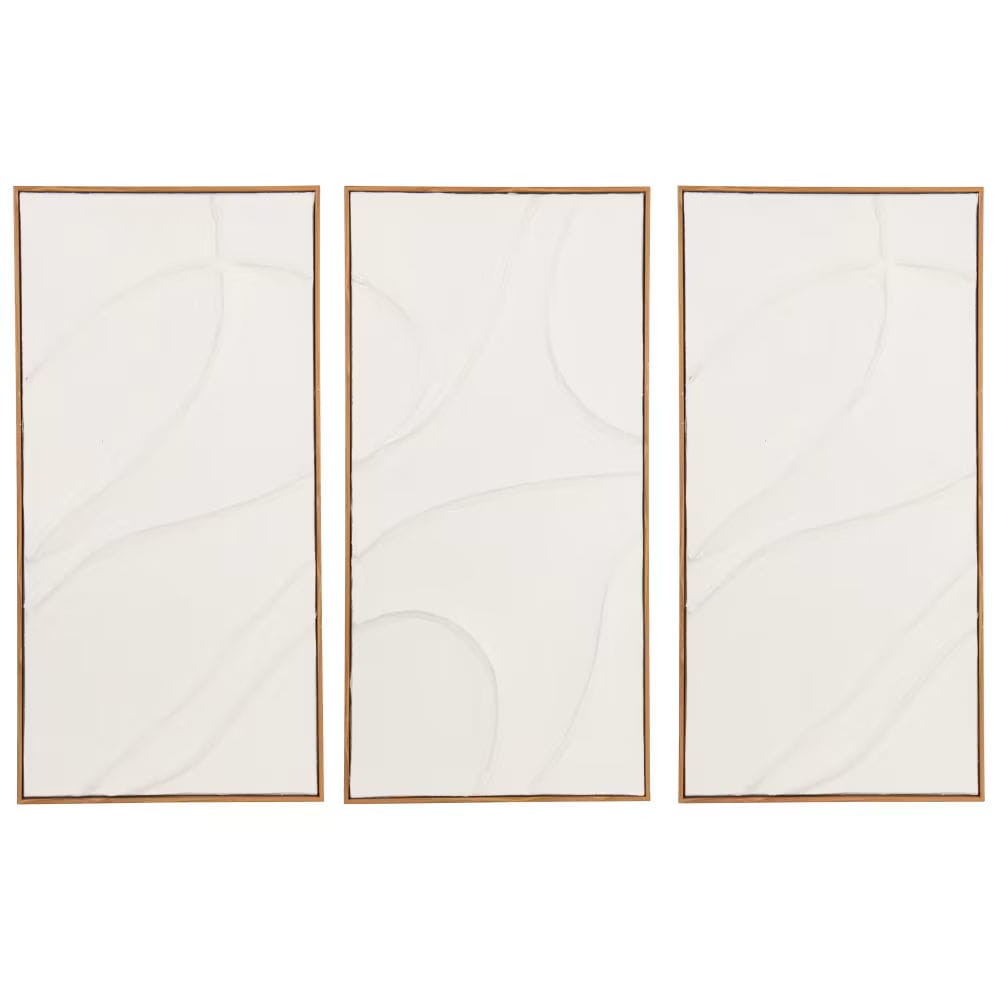 Toiles triptyques à reliefs blancs