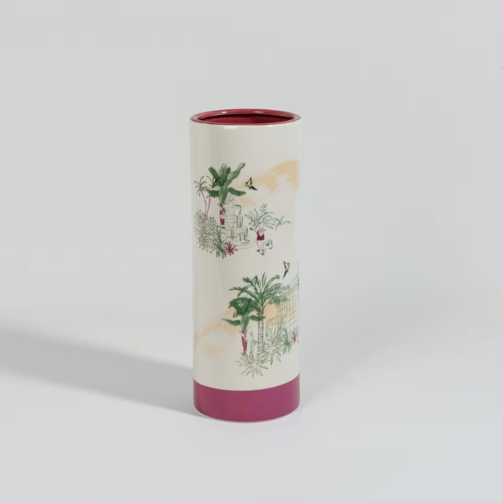 Vase en grès motifs rose