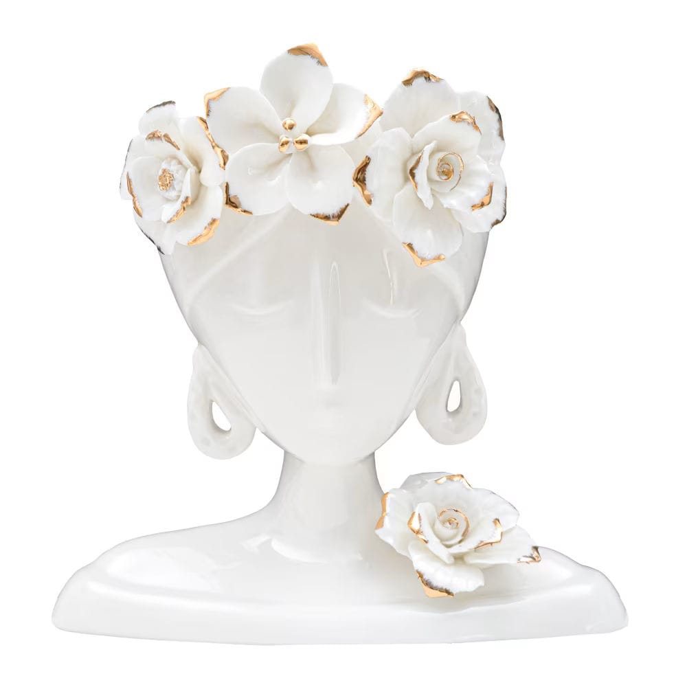 vase en porcelaine blanc visage femme