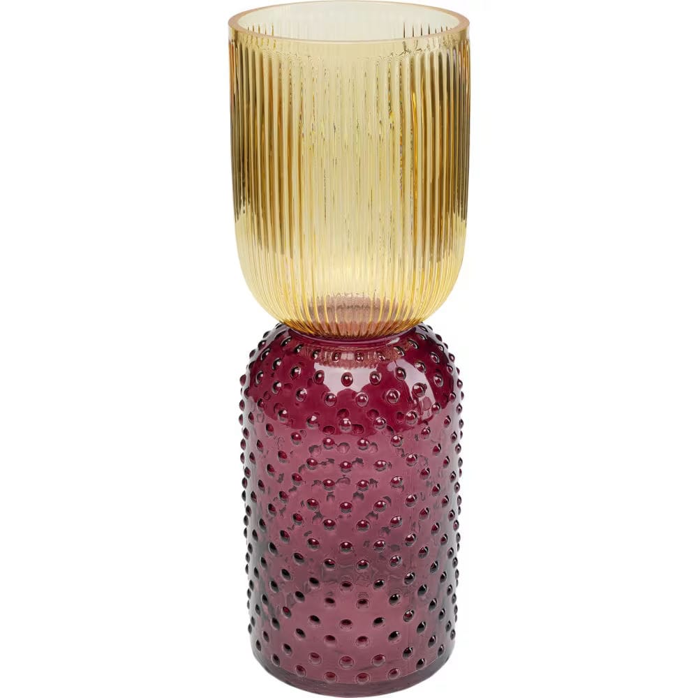 vase en verre jaune et violet