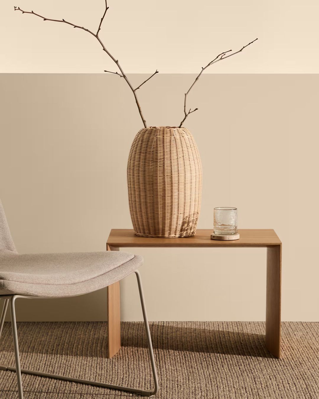 vases hauts en rotin