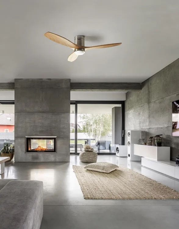 Ventilateur de plafond en bois avec éclairage led