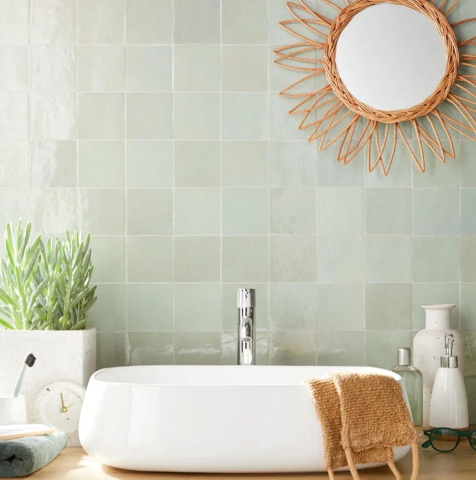 carrelage vert carré effet zellige